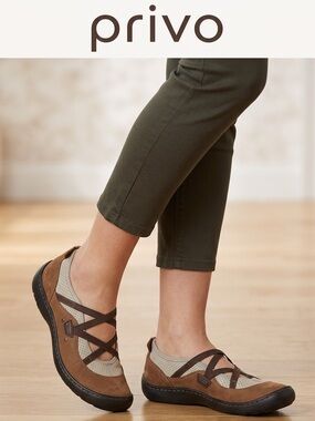 Privo by Clark’s Brown & Beige Crisscross Casual Flats